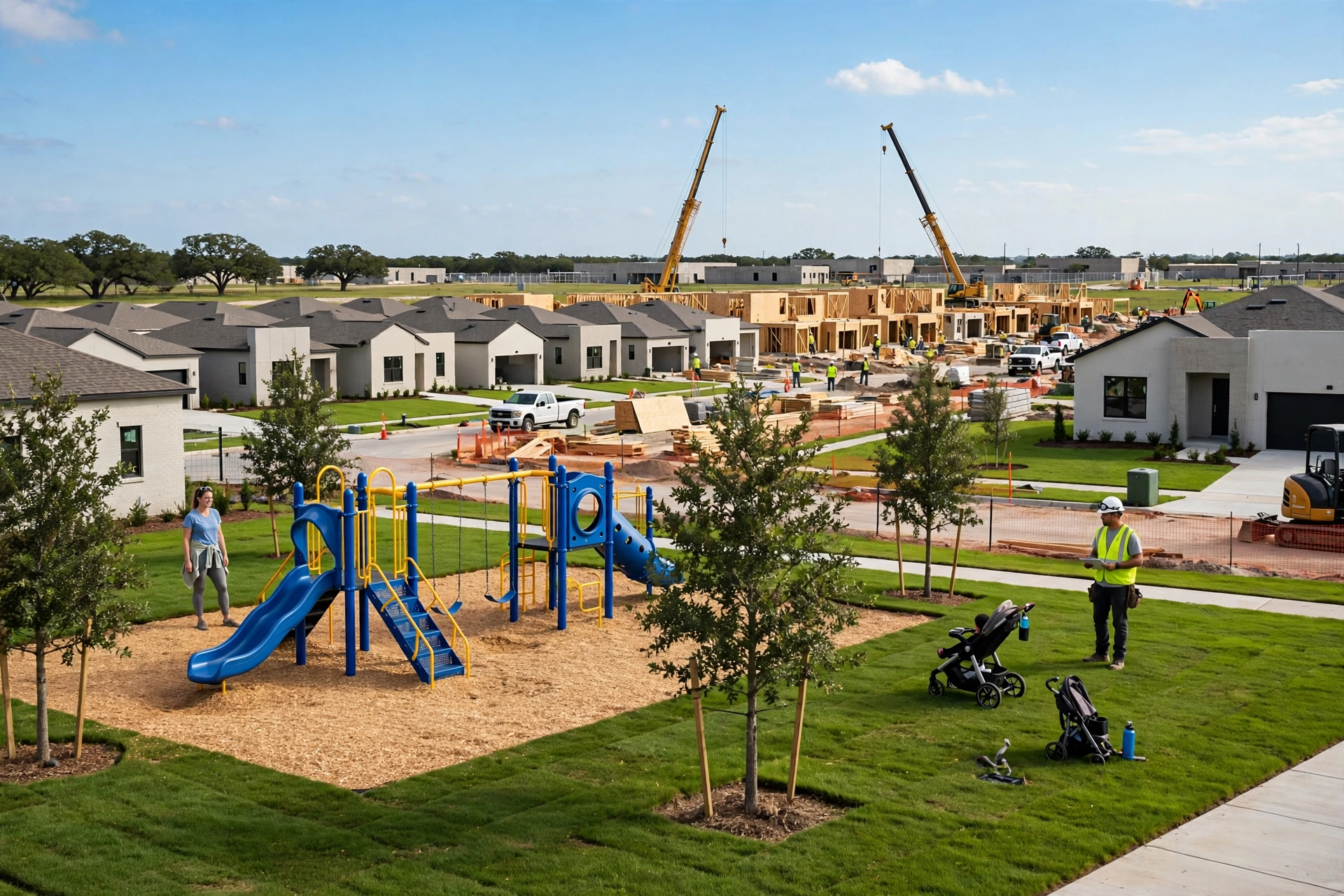 Fort Cavazos Heritage Heights construction with new homes and playground